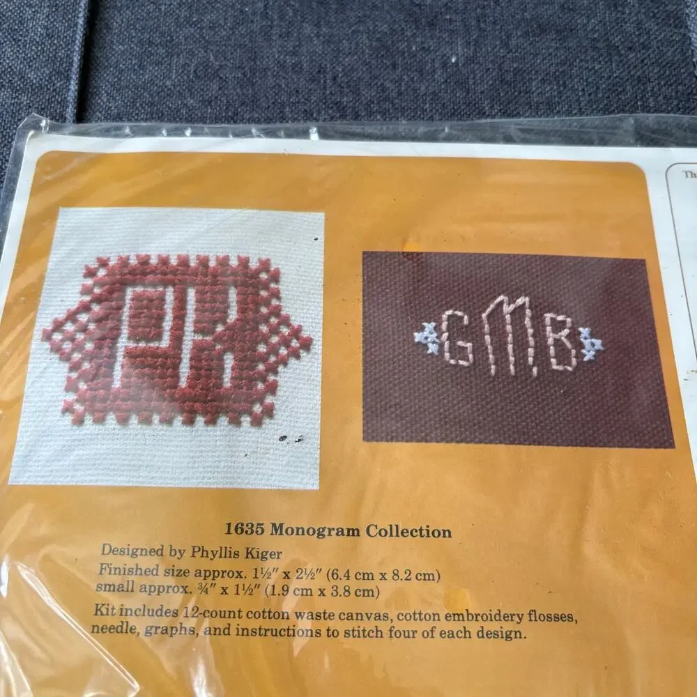 Monogram Collection Vintage Stamped Embroidery Kit by The Creative Circle - 1984